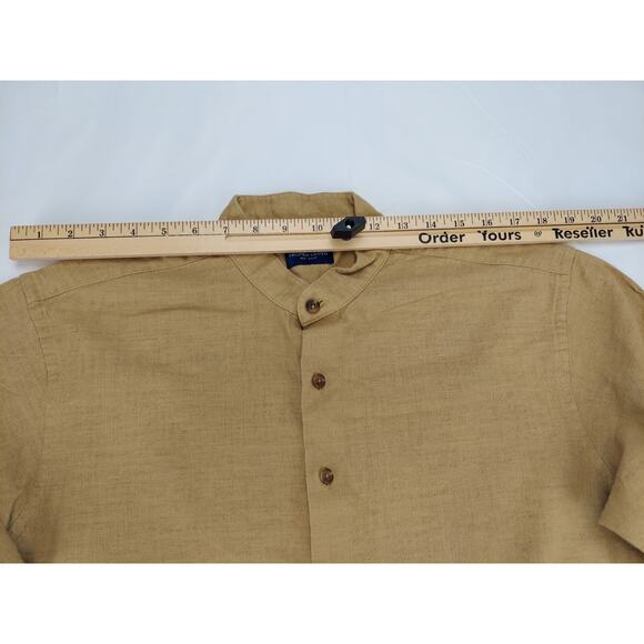 Men's Tan Casual Button Down Shirt - Picture 4 of 12